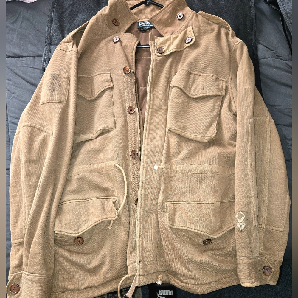 Vintage Ralph Lauren Men's Khaki Military Jacket